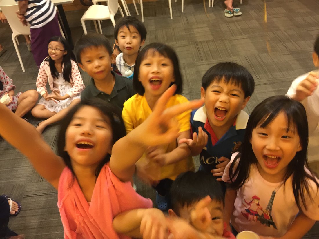 Kids laughing at a real BPSG party